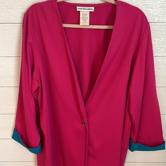 David Benjamin Women's Vintage Retro Pink 90's cuffed oversized blazer size 16 - Picture 4 of 6